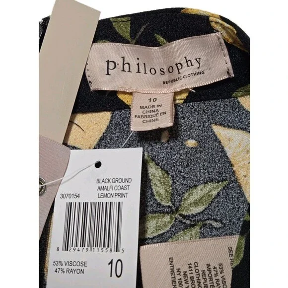 Philosophy Women’s Sz 10 Lemon Print Amalfi Coast Vacation Flowy Casual Skirt - Picture 4 of 11